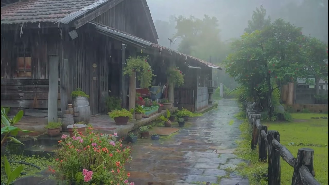 🌧️ Rainy Courtyard Ambience | Cozy Rain Sounds for Stress Relief & Deep Sleep (No Ads)