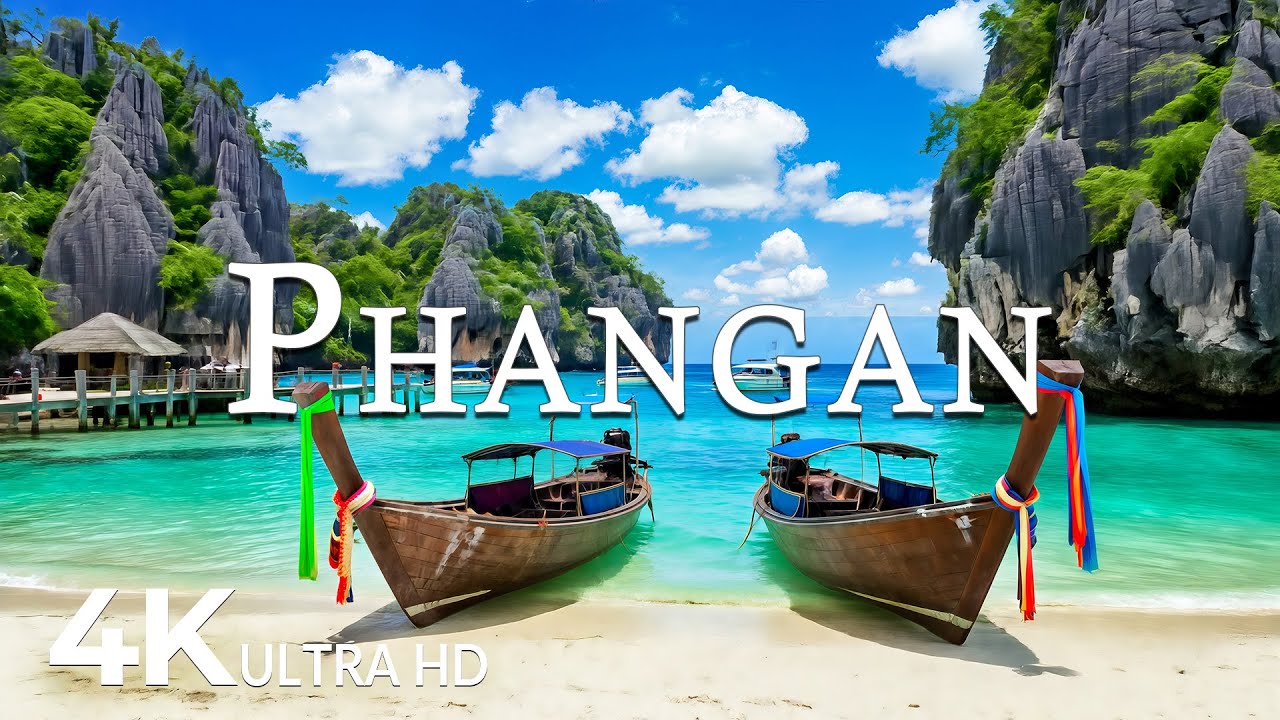FLYING OVER PHANGAN (4K UHD) &ndash; Soothing Music Along With Beautiful Nature Video - 4K Video ULTRA HD
