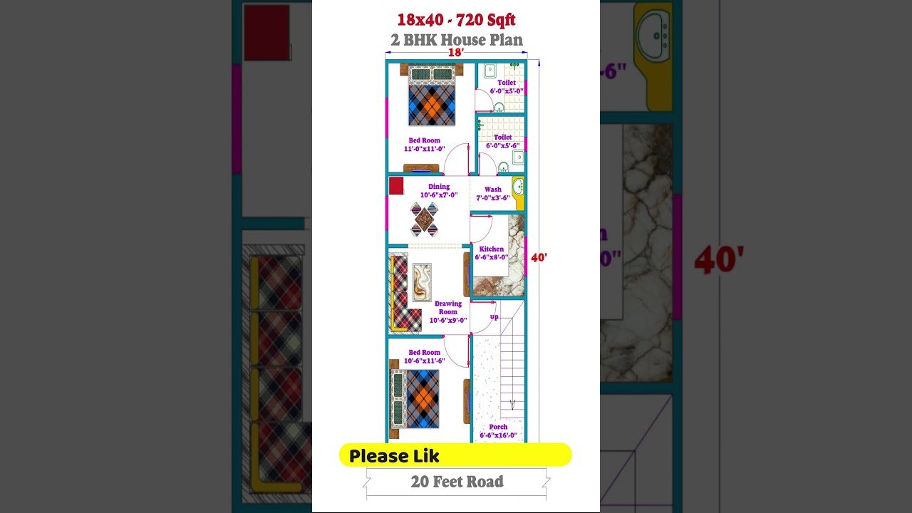 18*40 House Plans || 18x40 House Plans with Car Parking || 18x40 House Design