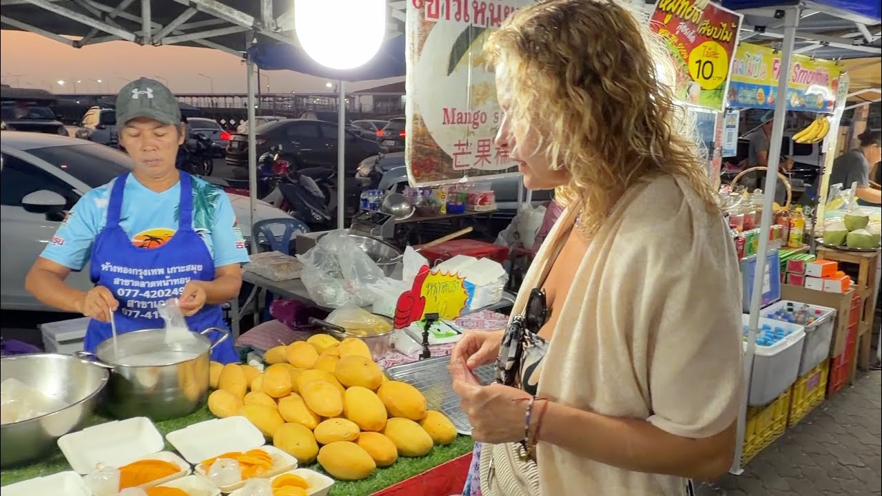 Mango sticky rice i inne smakołyki ma bazarze w Tajlandii Koh Samui