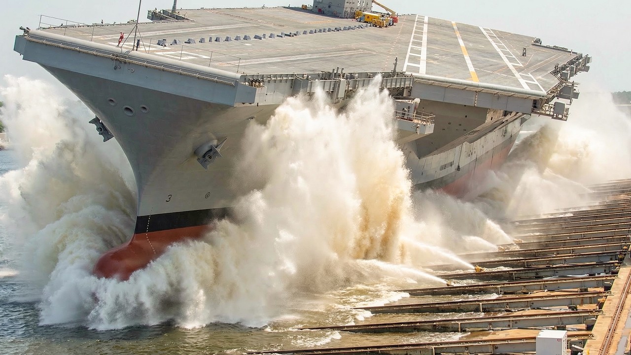 US Navy Launching Its Monstrously Powerful Brand New Aircraft Carrier