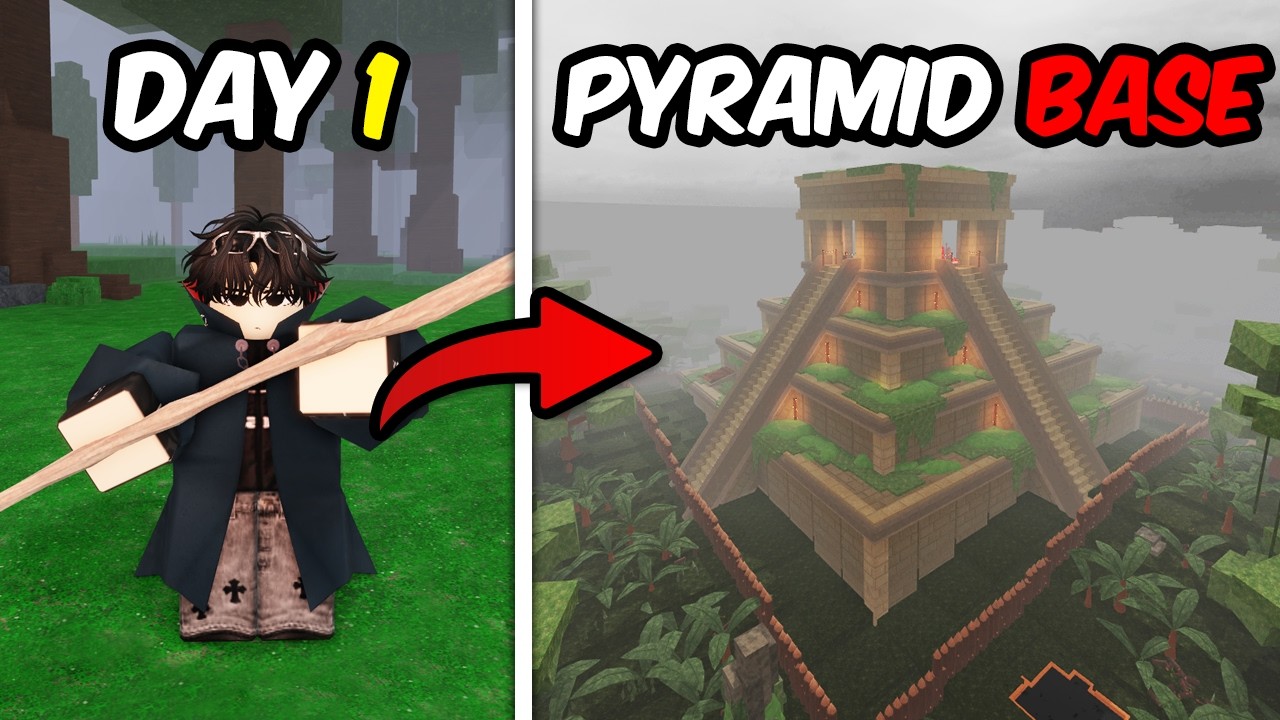 Building the SAFEST BASE INSIDE the PYRAMID in 99 Nights in the forest (Roblox Full Gameplay)