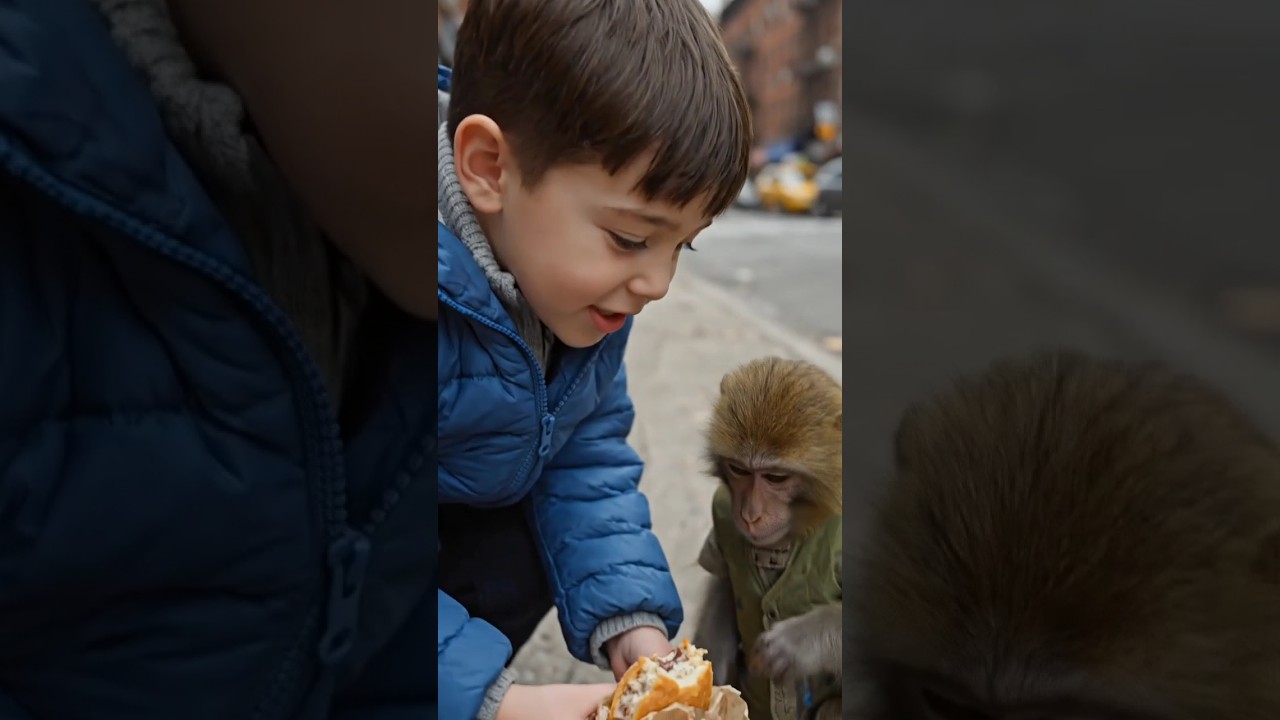 Hungry Baby Monkey Begs for Food 🥺💔 