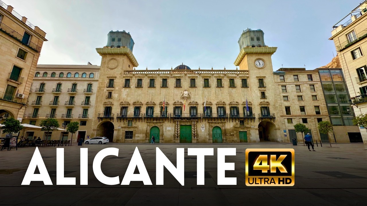 🇪🇸 Alicante, Spain: Town Hall Square (Plaza del Ayuntamiento) & Old Town – Day Walk | 4K HDR