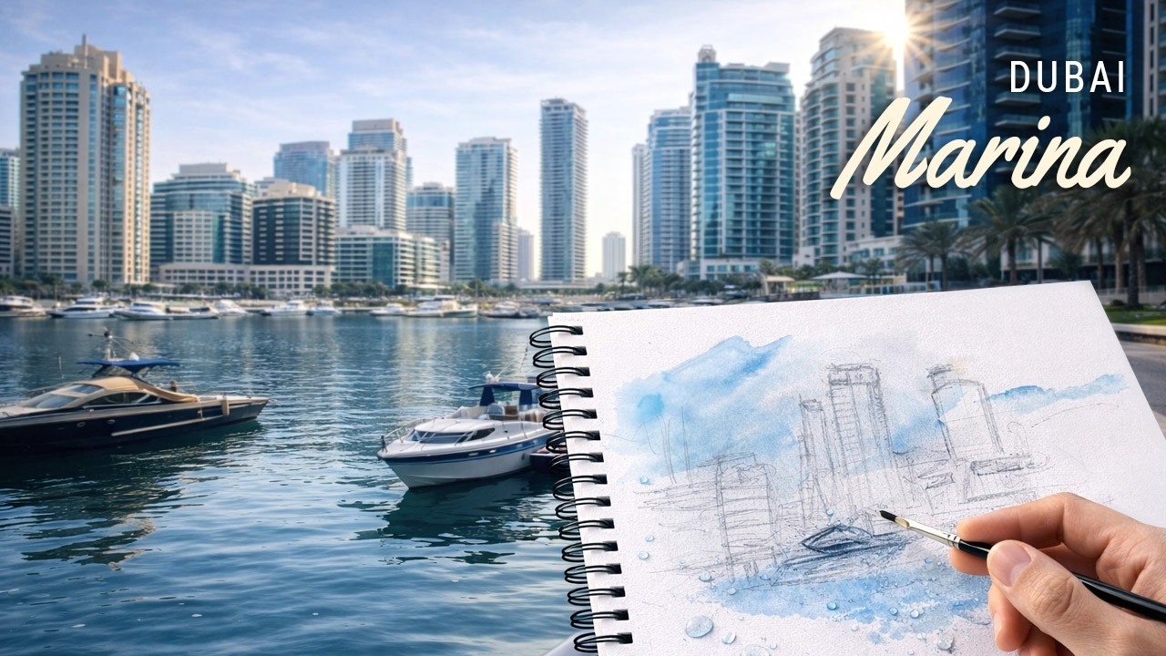 POV Sketch #020 — Dubai Marina | Everything in Motion