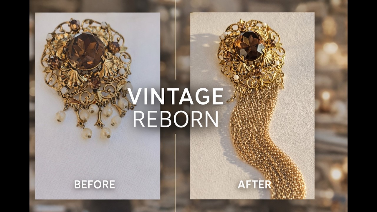Jewelry Upcycling: Step-by-Step Vintage Brooch Transformation (No Music)
