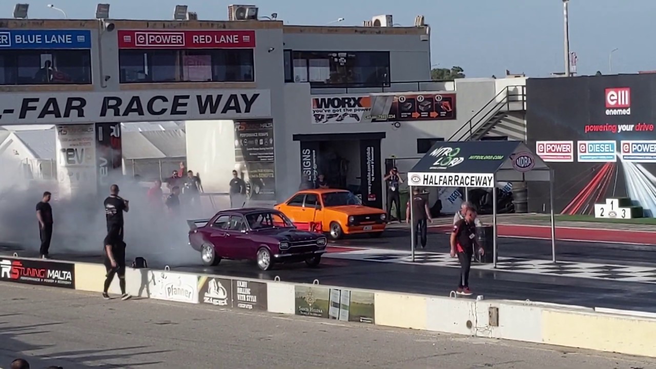 Malta Hal-Far MDRA 1/4 mile drag race Finals 2019 – The Great White, Toyota Supra, Dragster crash
