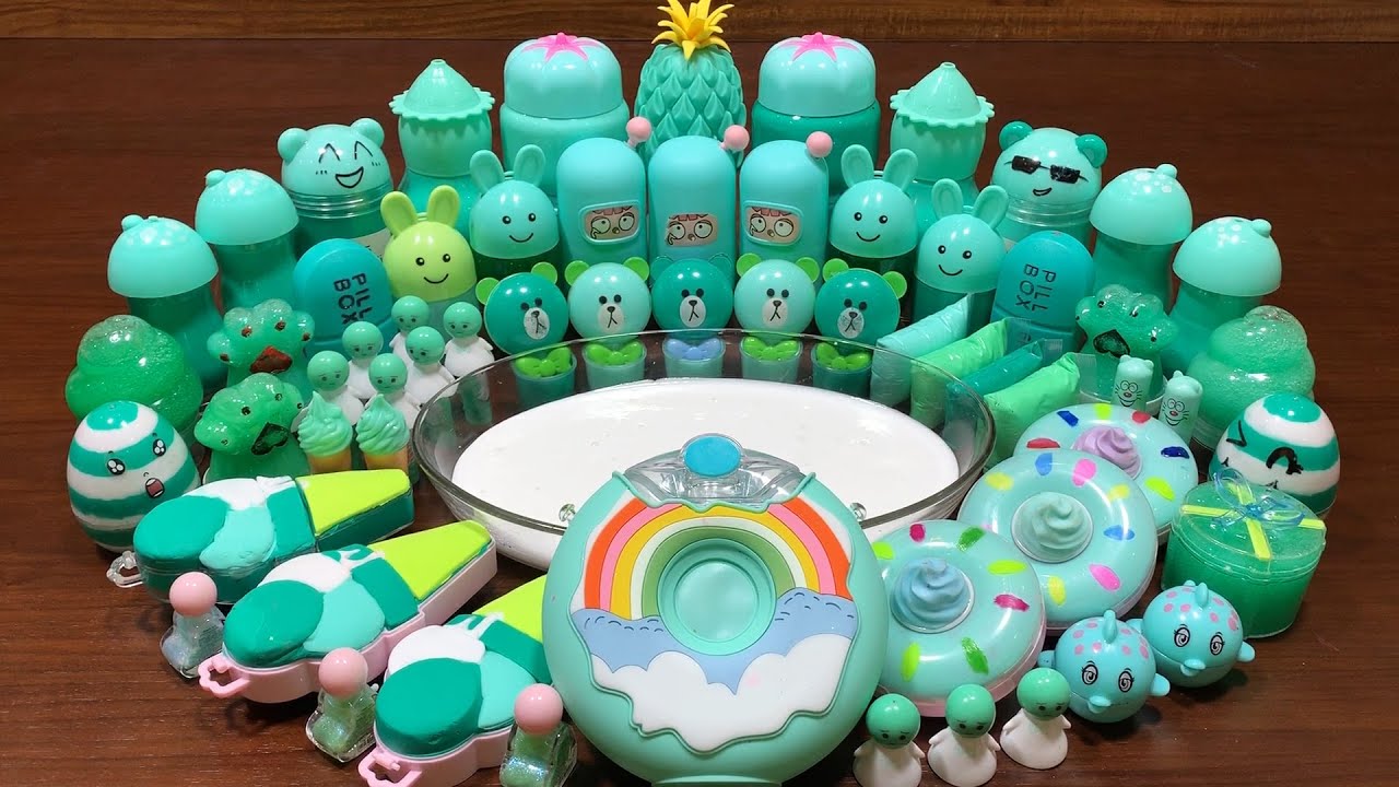 FRESH MINT - Mixing Nail Polish, CLAY and More Into GLOSSY Slime ! Satisfying Slime Videos #1494