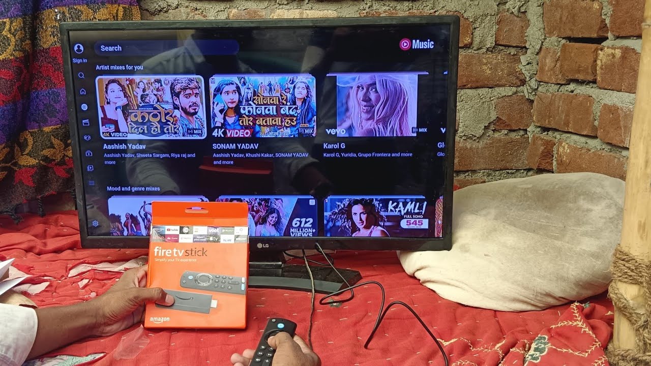 Amazon fire TV stick with voice control & youtube or prime video all playing ll @RahishTrakin