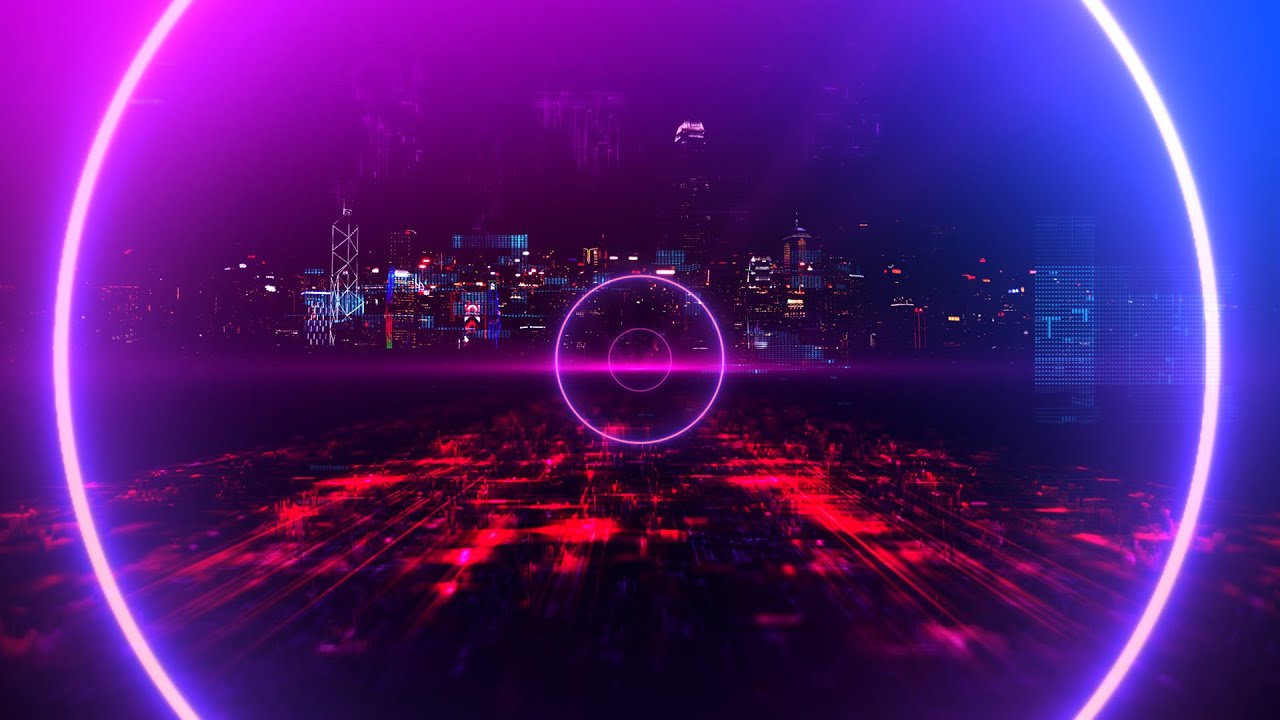 Cyberpunk Сity Digital Road Tunnel Background video | Footage | Screensaver