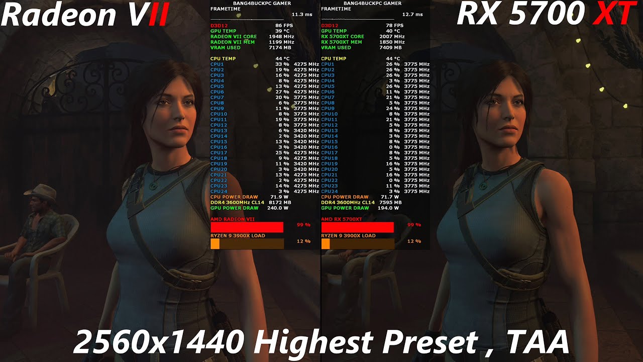 AMD Radeon VII VS RX 5700 XT 2560x1440 | Ryzen 9 3900X