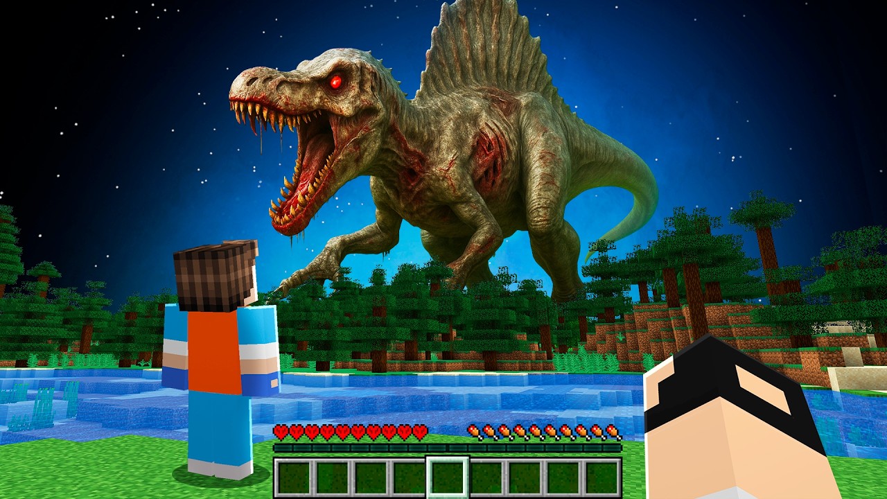 ADICIONEI NOVO TERROR ESPINOSSAURO ZUMBI NO MEU MUNDO DO MINECRAFT! (ASSUSTADOR)