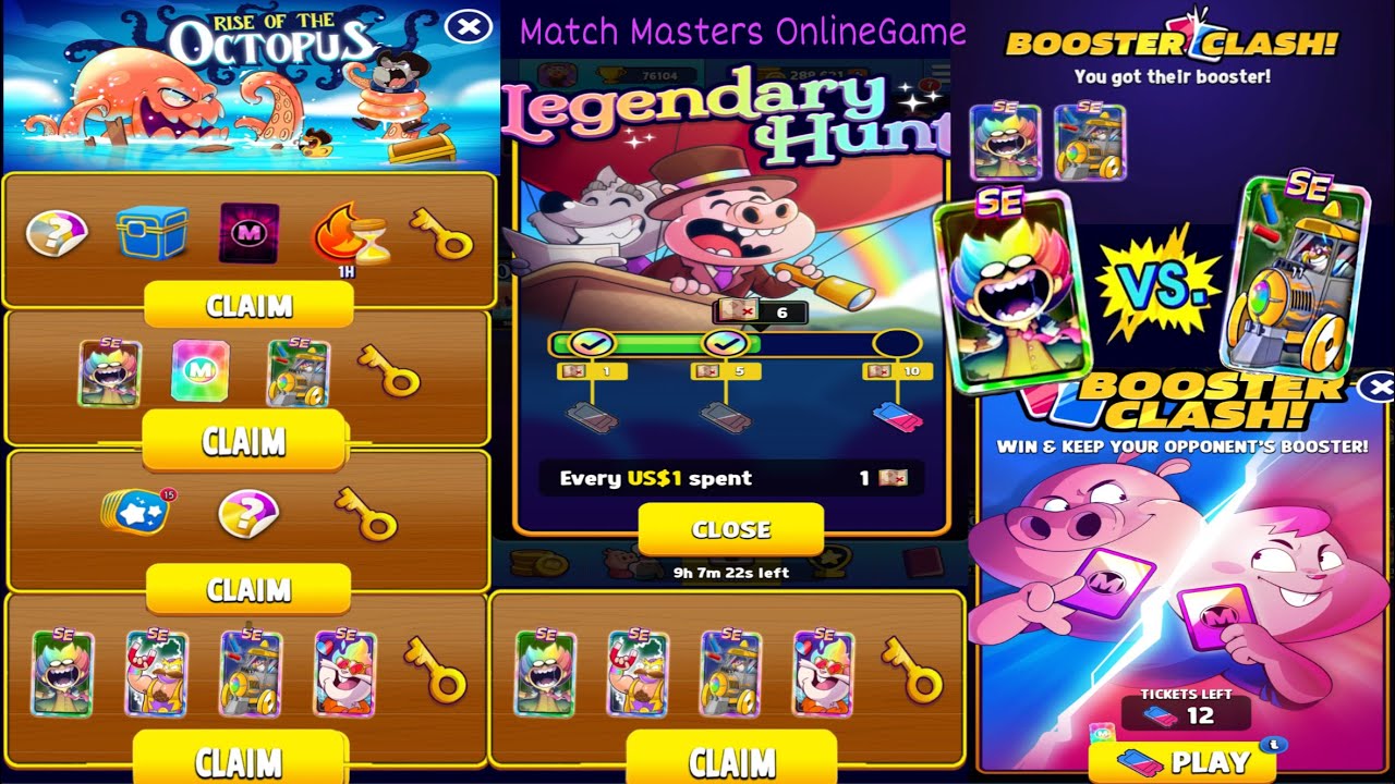 Match Masters Buy Rise of The Octopus 🐙 Free Prizes Booster Clash 12 Tickets 🎟