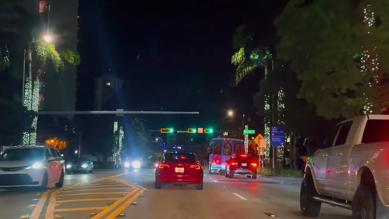 Miami Beach night view &mdash; city lights and ocean breeze.