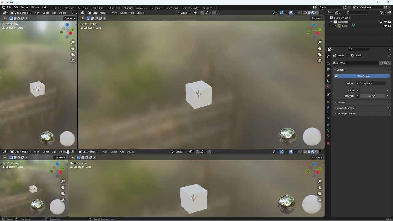 Восстановление рабочего пространства и редактора в Blender