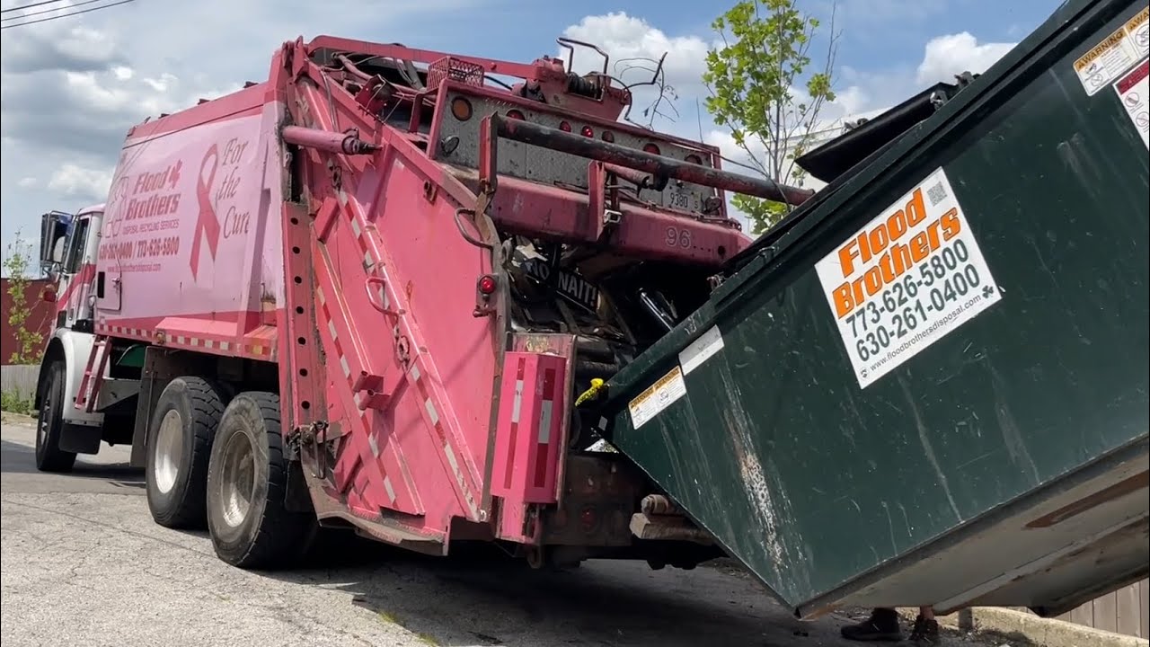 Flood Brothers Pink WX Leach Rear Loader Garbage Truck