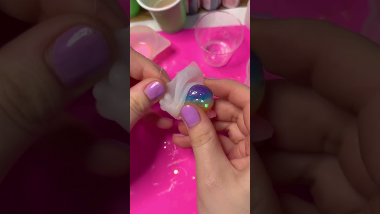 Rainbow resin snail demolding #pridemonth #pride #resin #unmolding #snail #rainbow #craft #crafty
