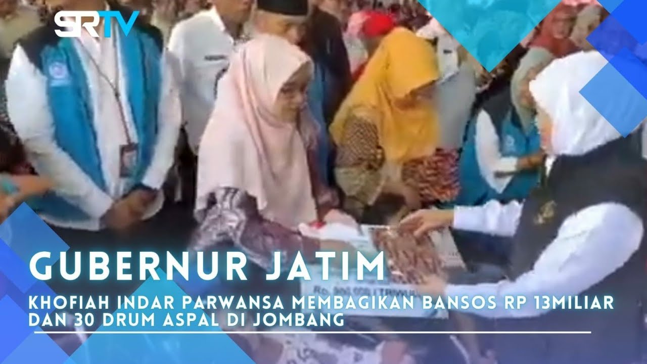 Khofifah Salurkan Bansos Rp 13 Miliar ke Jombang, Bantu 30 Drum Aspal untuk Mudik Aman - SRTV