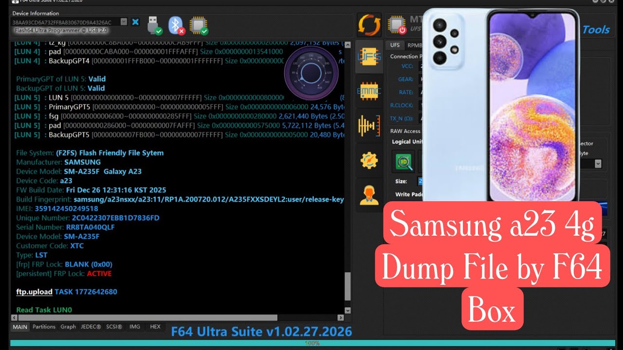 SAMSUNG A23 4G (SM-A235FXXSDEYL2)  DUMP FILE BY F64 BOX