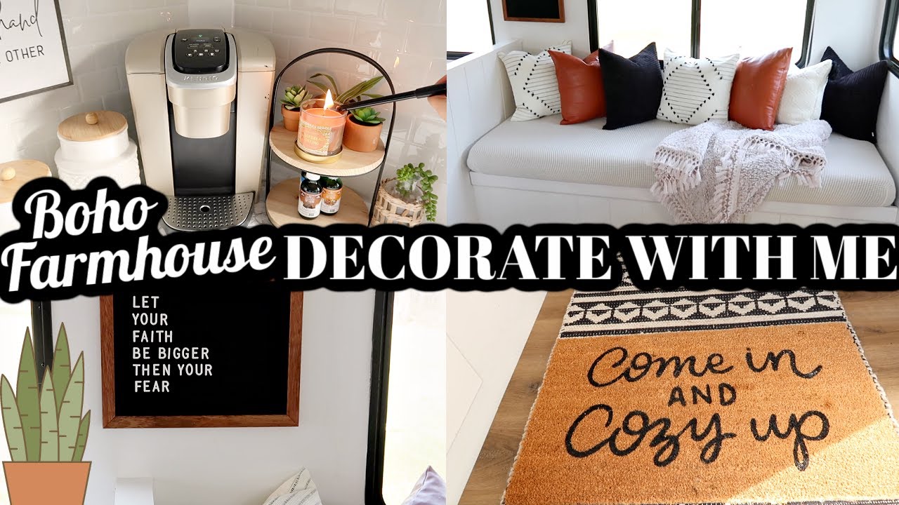 DECORATE WITH ME | BOHO FARMHOUSE DECOR | SMALL SPACE DECOR | TINY HOUSE TOUR
