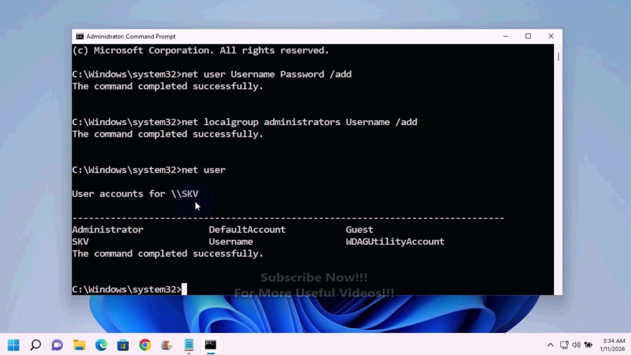 Create a New Local User Account in Windows 11 using Command