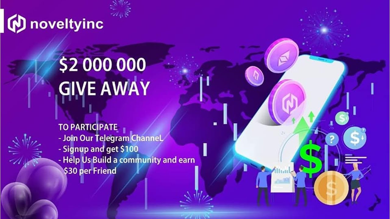Ganhe at&eacute; $100 D&oacute;lares no Airdrop Oficial Noveltyinc !