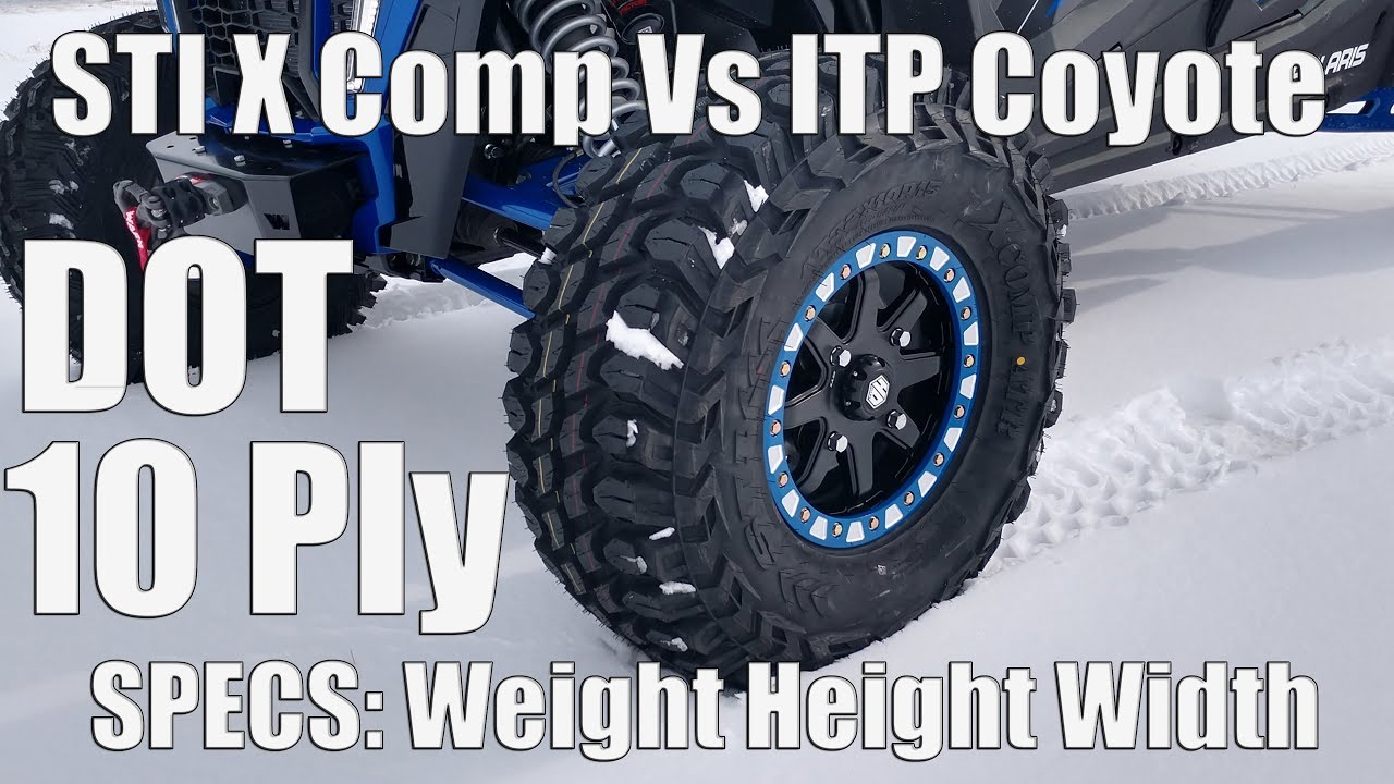 Бедлоки STI X Comp ATR STI и HD9 6+1 — вес, высота, ширина по сравнению с ITP Coyote Stock Polari...