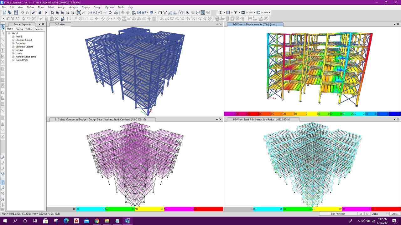 6 Storied Steel Building Design in Etabs | Composite Beam Design