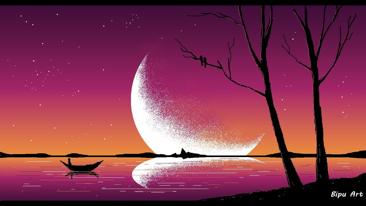 Simple scenery drawing | How to Draw in Ms Paint | drawing in paint in computer | paint in computer