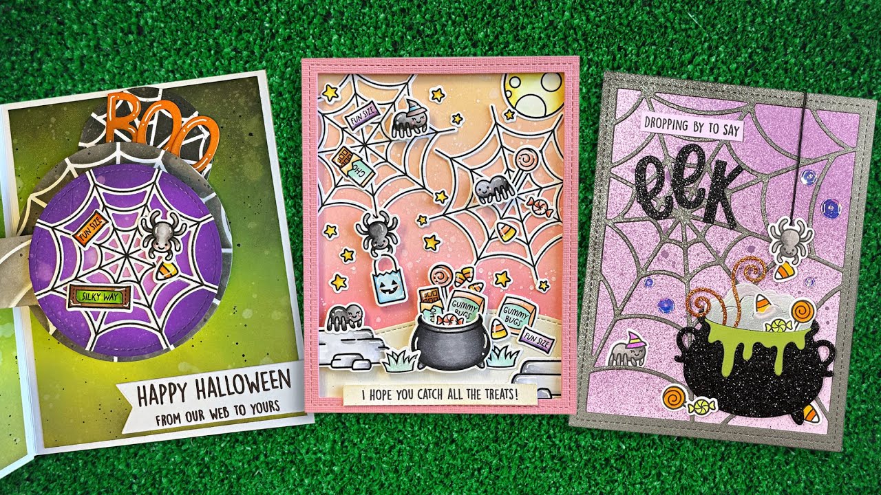 Intro to Sweet Spiders & Spiderweb Backdrop + 3 cards from start to finish