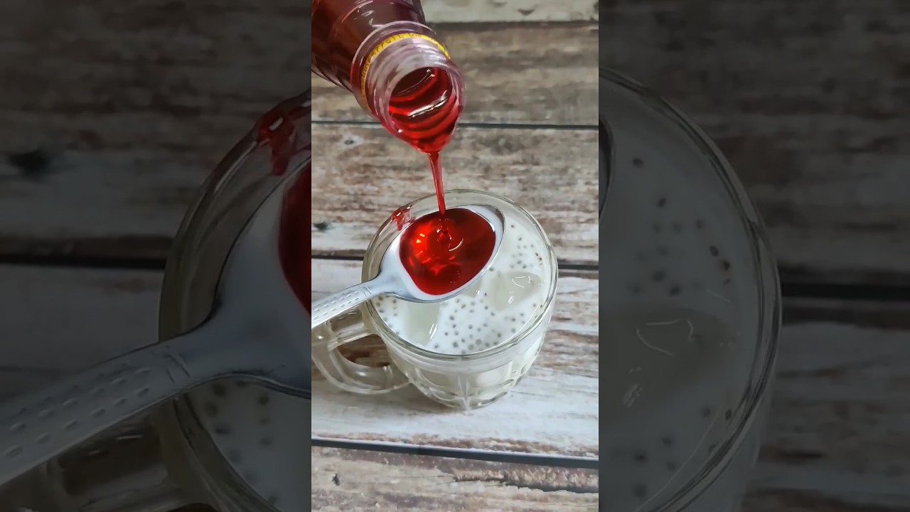 Rooh Afza with CHIA SEEDS 😍 | Perfect Sharbat 👌#sharbat #shorts #viral #drink #summer #trending