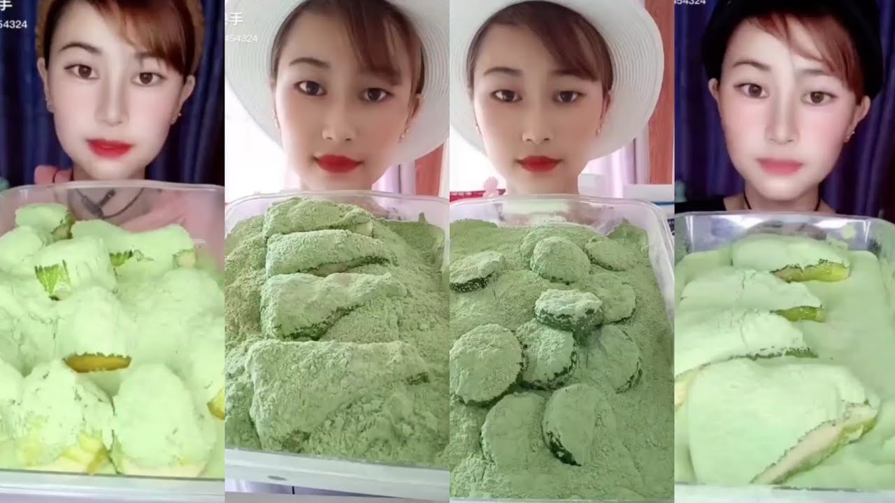 ASMR Heavy Matcha Powder Ice| solo bites| soft ice |Crushed white ice eating|V-Good Crunchy Ice