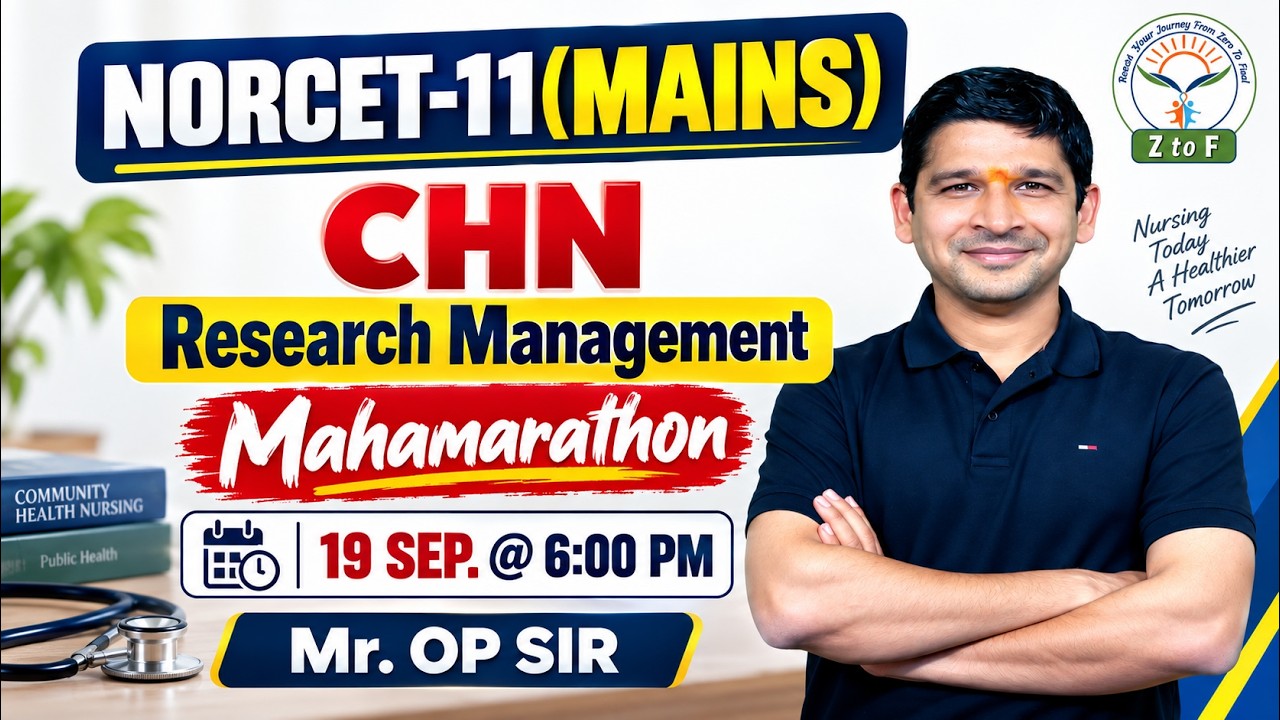 NORCET-11 (MAINS) Exam Preparation | Community Health Nursing | MCQs | By OP Sir | Z to F Nursing