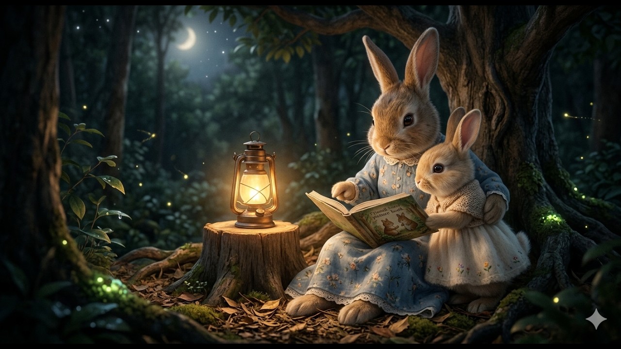 ウサギ親子の月明かりの読書会｜Cozy Music for Study & Work