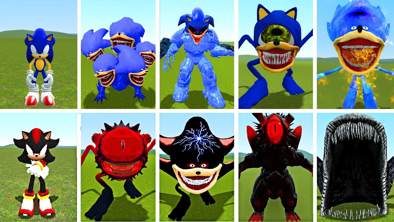 NEW EVOLUTION and CURSED SHIN SONIC.EXE vs SONIC SHADOW THE HEDGEHOG TRANSFORMATION IN GARRY'S MOD
