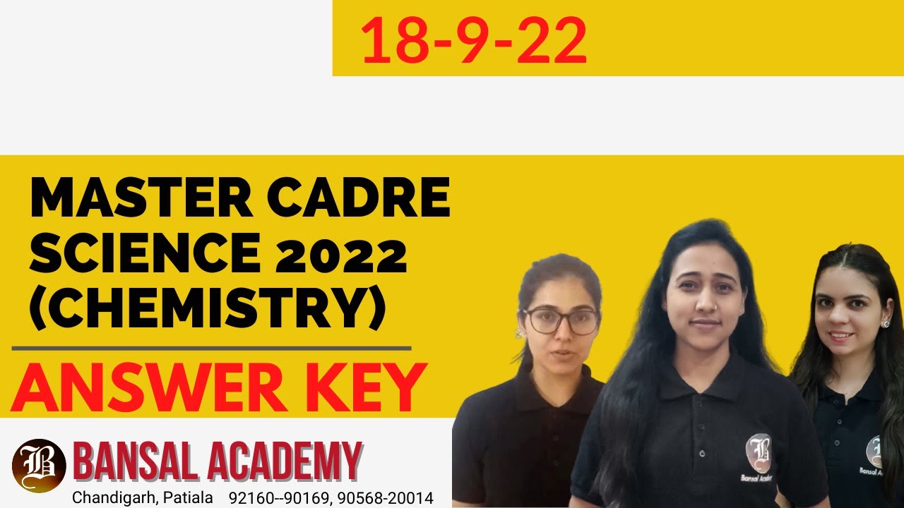 Master Cadre Science Answer Key Chemistry 18 Sep 2022 | Part-1 | Master Cadre New Update