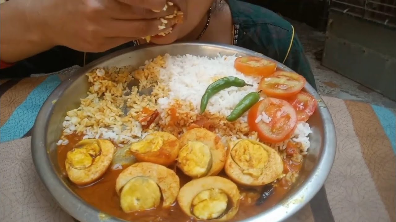Eating spicy egg curry and rice 🥵 |spicy egg mukbang video |indian food recipe 