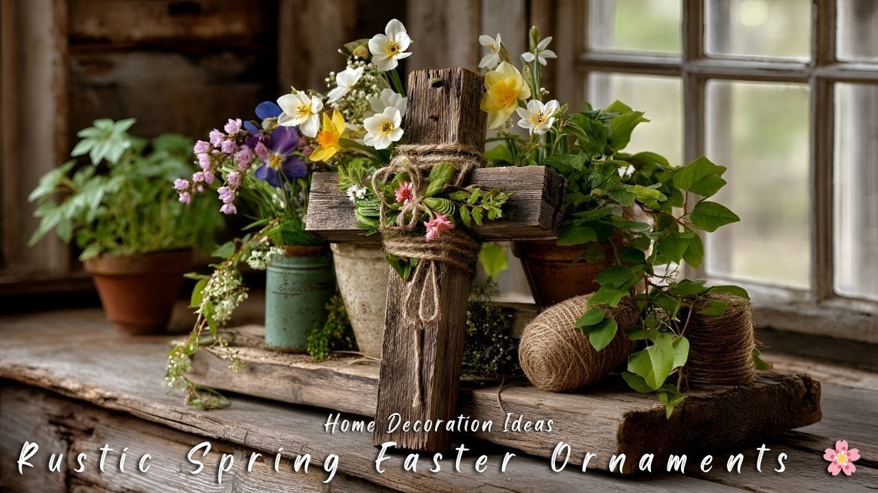 Rustic Spring Easter Ornaments 🌸 Farmhouse Vintage Decor with Wood & Florals