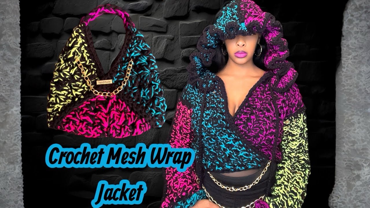 Crochet Mesh Wrap hoodie 🩵🩷🖤💜💛