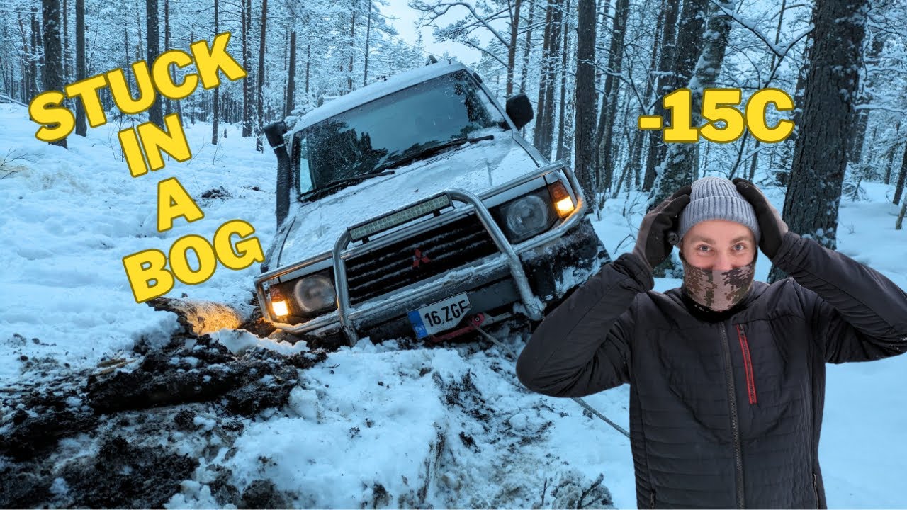 We got stuck in a freezing bog!