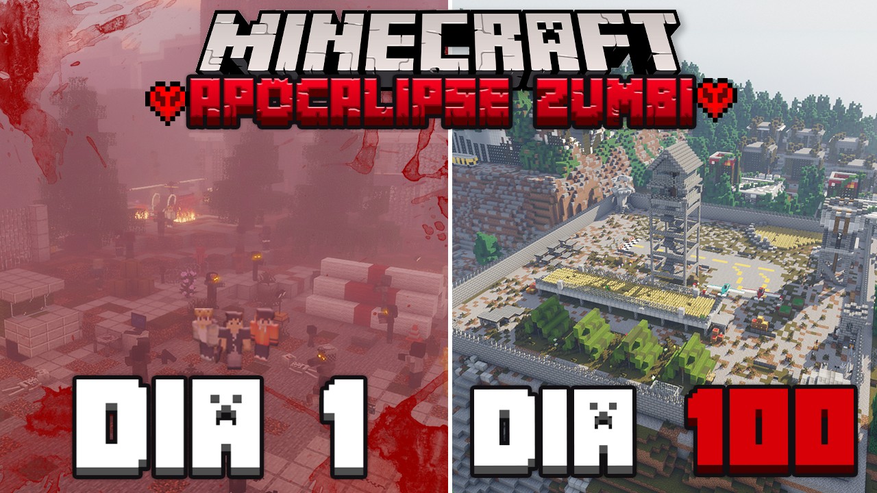 SOBREVIVI 100 DIAS em um APOCALIPSE ZUMBI no MINECRAFT HARDCORE - FILME REALISTA