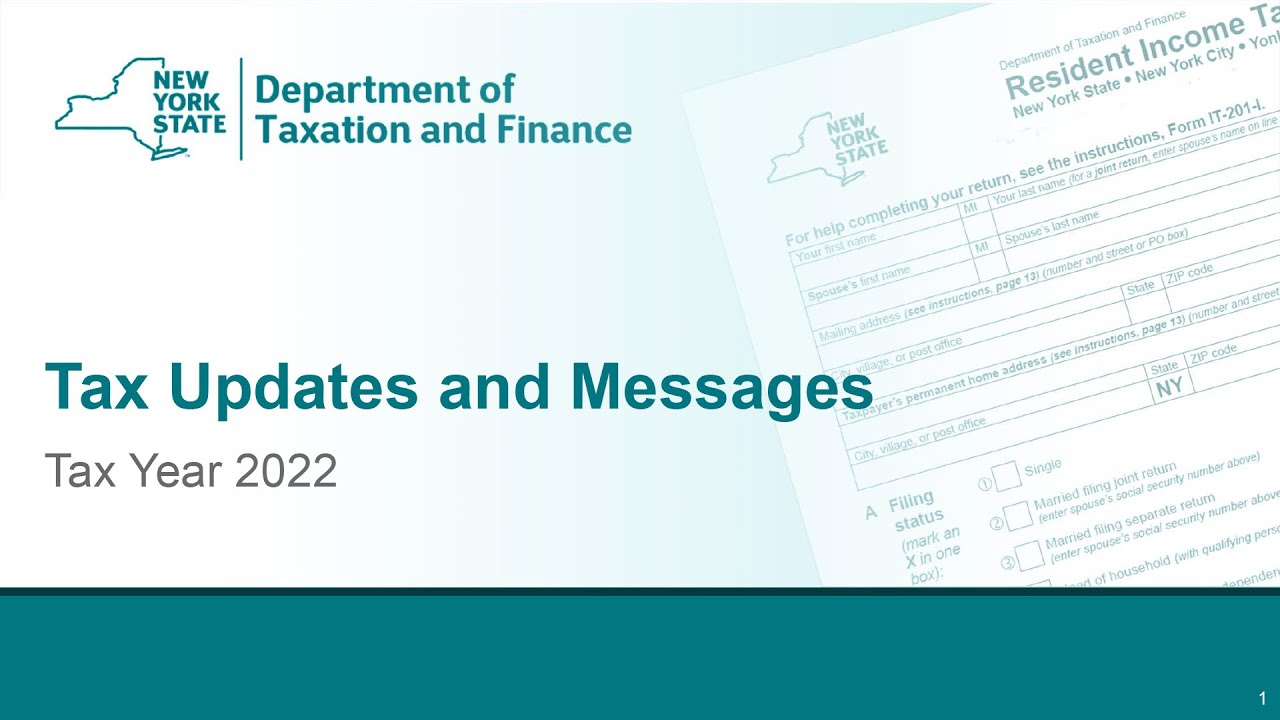 New York State Department of Taxation and Finance - Important Updates and Department Messages