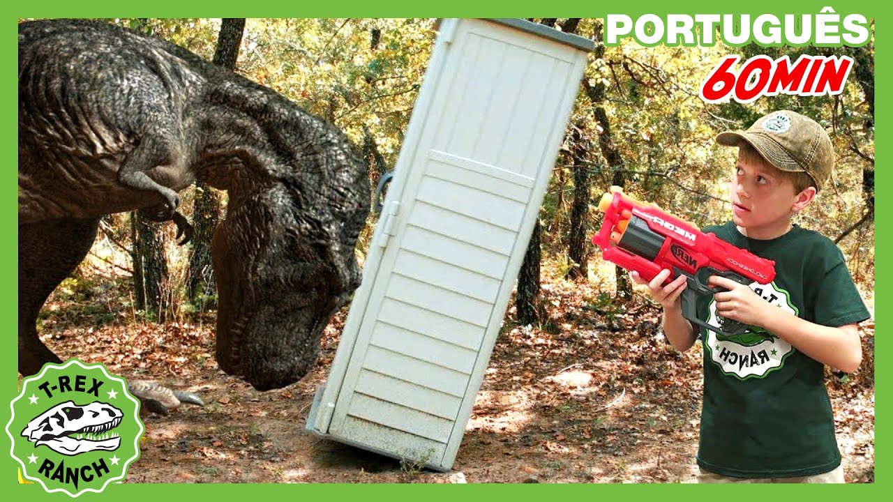Perseguição de dinossauros T-Rex! | 1 HORA de Parque do T-REX | Série de Dinossauros para Crianças