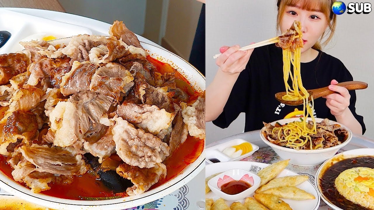 여러분... 차돌박이에 짬뽕 곁들여 봤어요🌶🌶 Beef brisket jjamppong, fried rice, fried dumplings MUKBANG