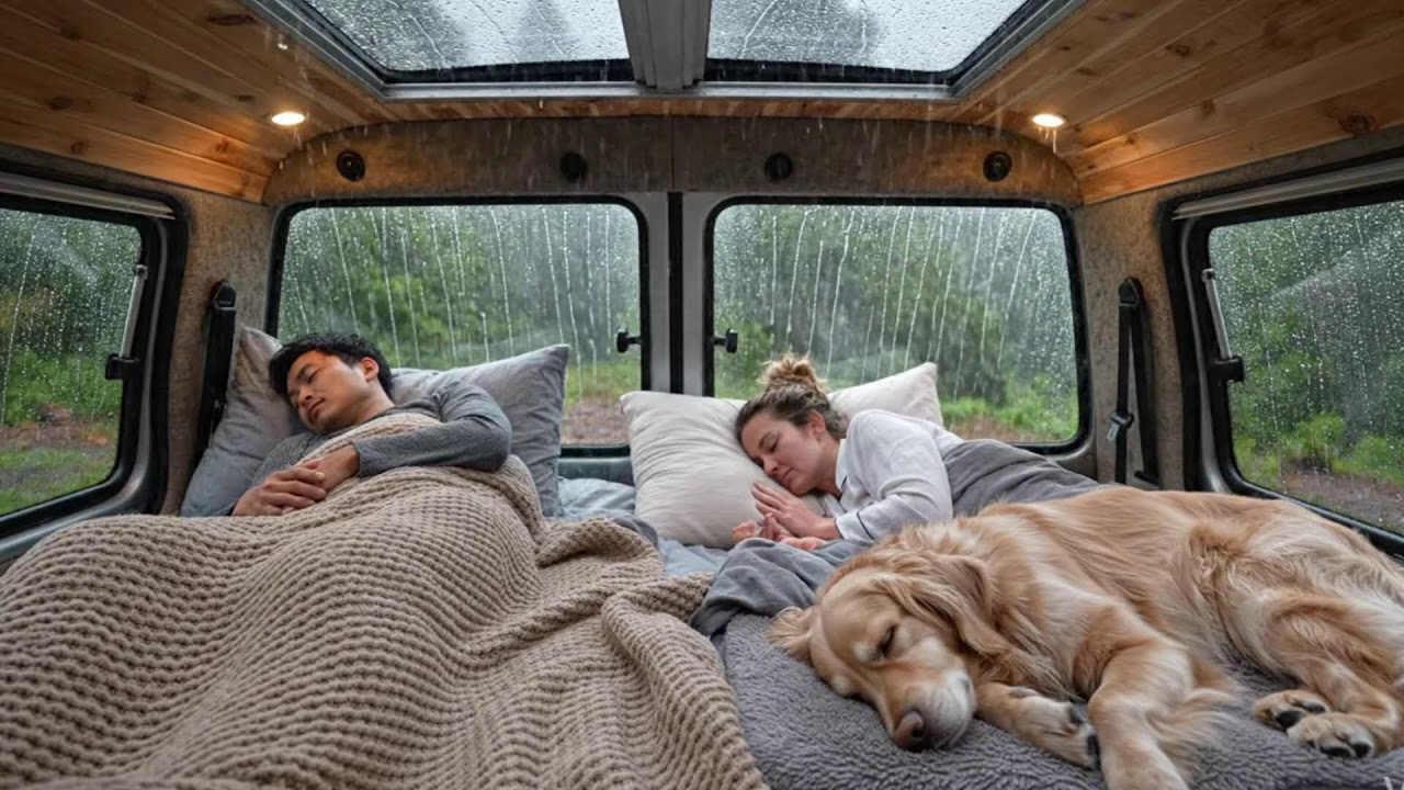 Live Cozy Rain in a Cozy Van at Night | ASMR for Sleep