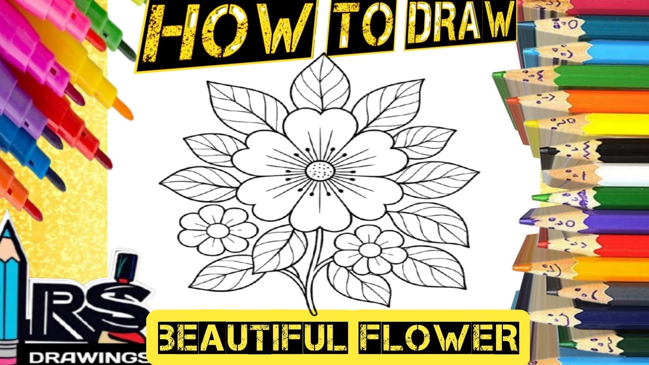 Easy flower for kids drawing, painting &coloring for beginners |Easydrawing|rsdrawings
