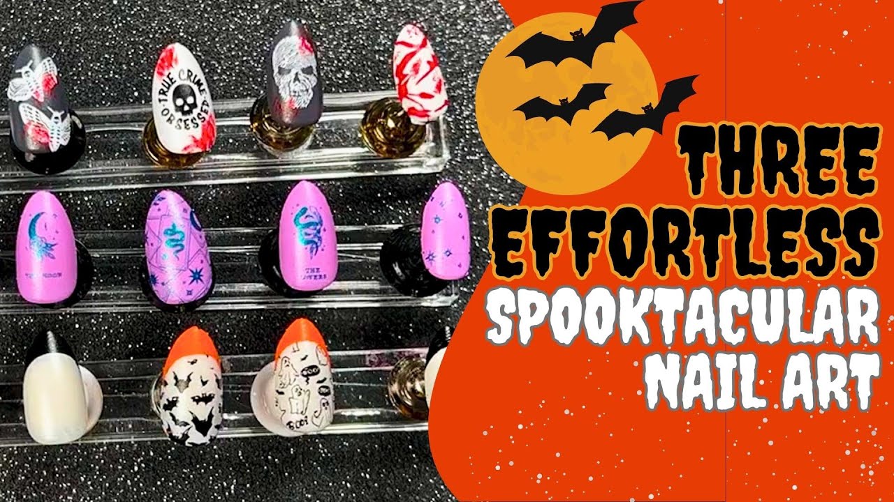 🎃 Spooky & Stylish: 3 Easy Halloween Nail Designs with Nail Stamping | 1-Minute Maniology 👻