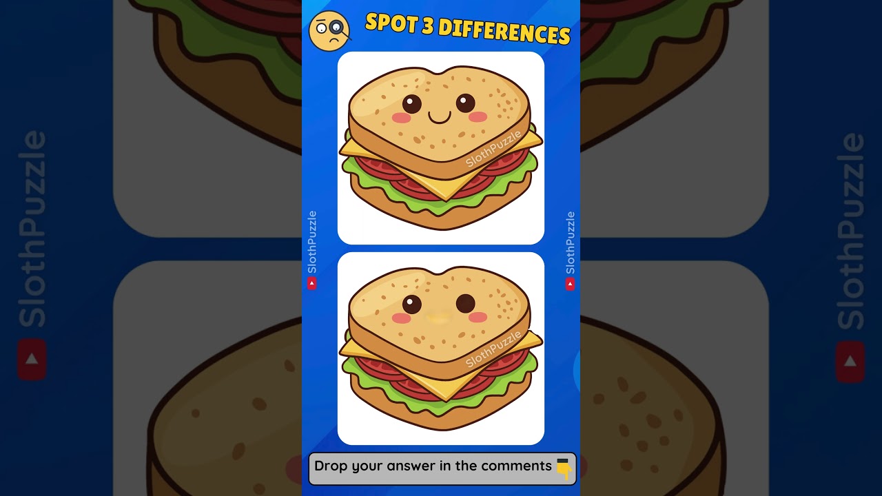 Spot 3 Difference!  #間違い探し #spotthedifference #脳トレ #findthedifference