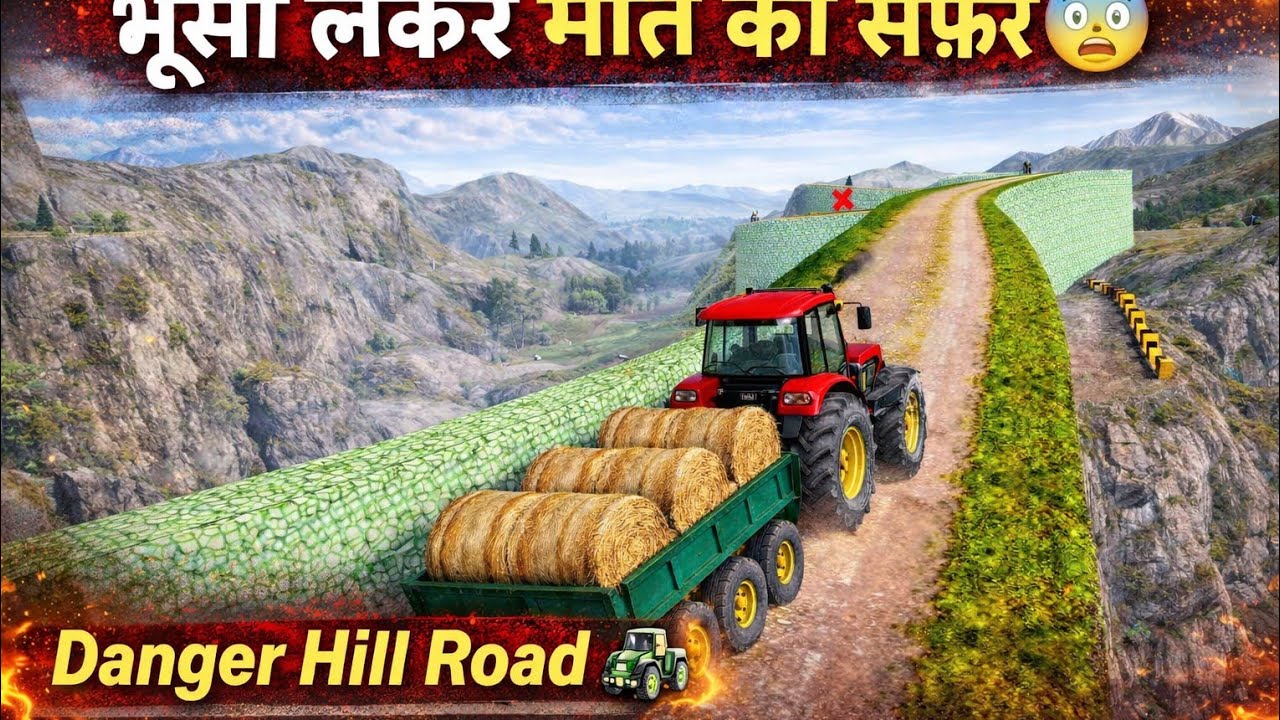 पहाड़ी रास्ते पर ट्रैक्टर गेम | भूसा लेकर खतरनाक सफर 🚜🔥