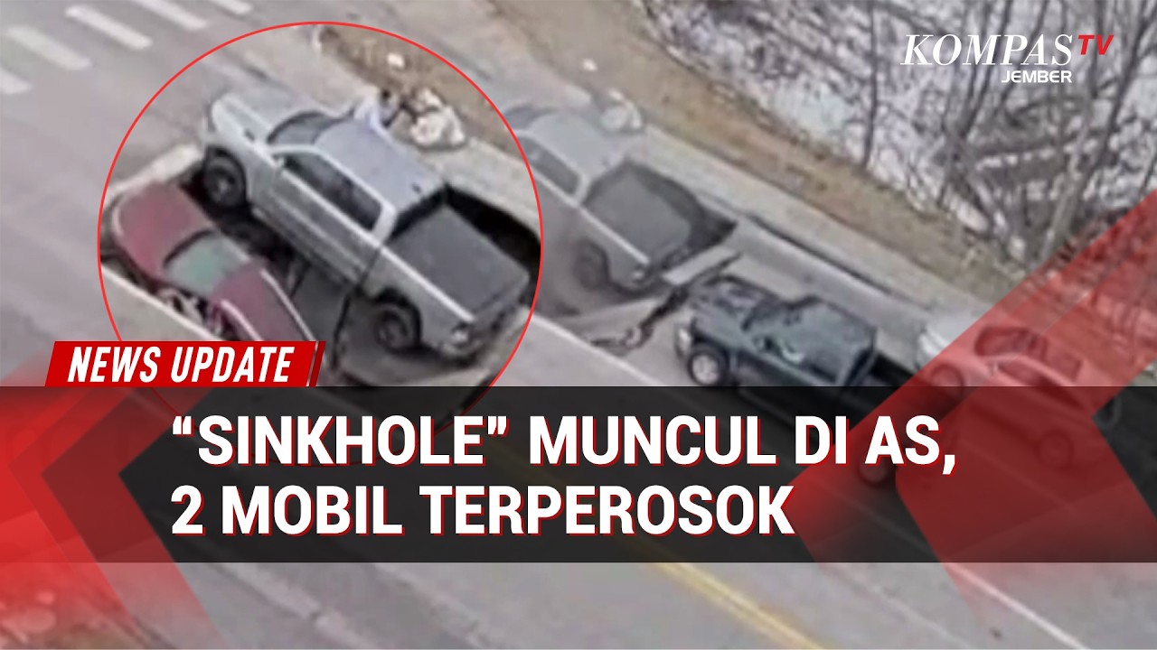 Detik-detik Sinkhole Muncul di Nebraska, Amerika Serikat! 2 Mobil Terperosok